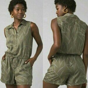 NWT Prana Weekend Escape Romper (Rye Green Leaves Size Small)
